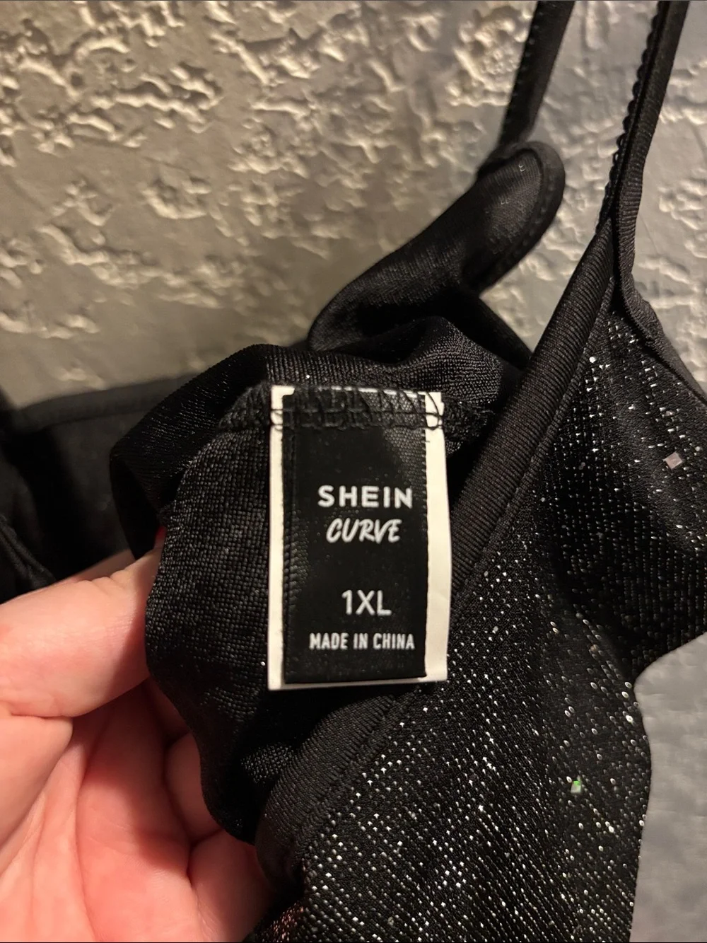 SHEIN Black Sparkle Girls One-Piece Bodysuit with Slim Straps